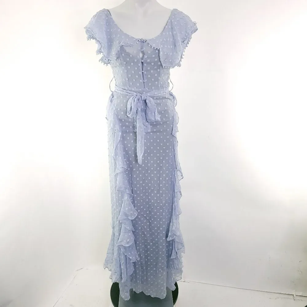 Alice McCall Moon Talking Ruffle Maxi Dress Crystal Bue sz 2 NEW - Picture 5 of 13